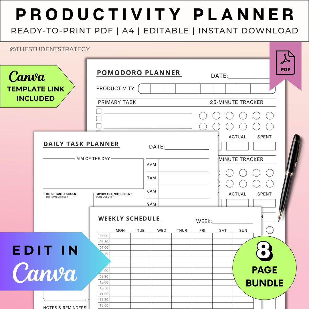 Productivity Planner | Daily & Weekly Task Planner | Eisenhower Matrix ...