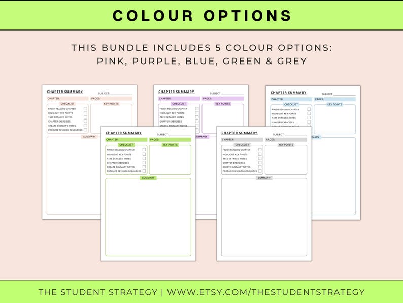 Chapter Summary Sheet & Note-taking Template | Printable Revision Sheet ...