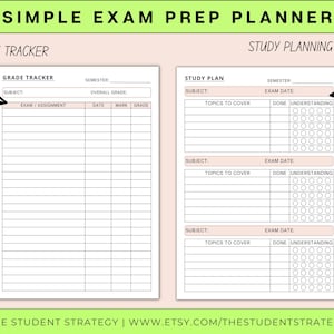 Simple Exam Prep Planner | Printable Exam Study Template | Revision ...