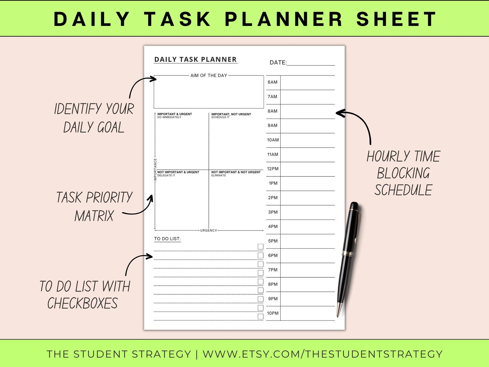 Task Priority Matrix Set | Daily & Weekly Priority Planner | Eisenhower ...