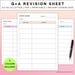 Simple Study Guide Revision Sheet | Printable Q+A Revision Template for ...