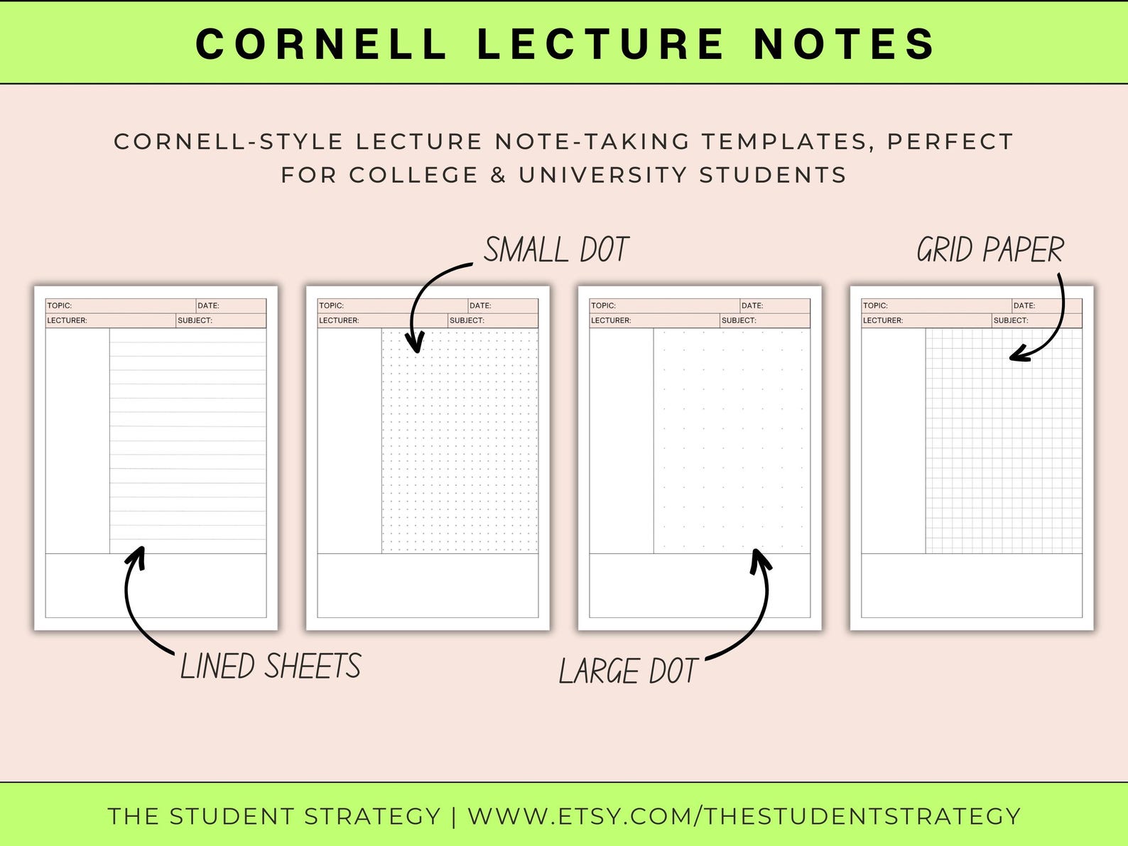 Cornell Notes Template | Lecture Notes | Cornell Method | Dot Grid ...