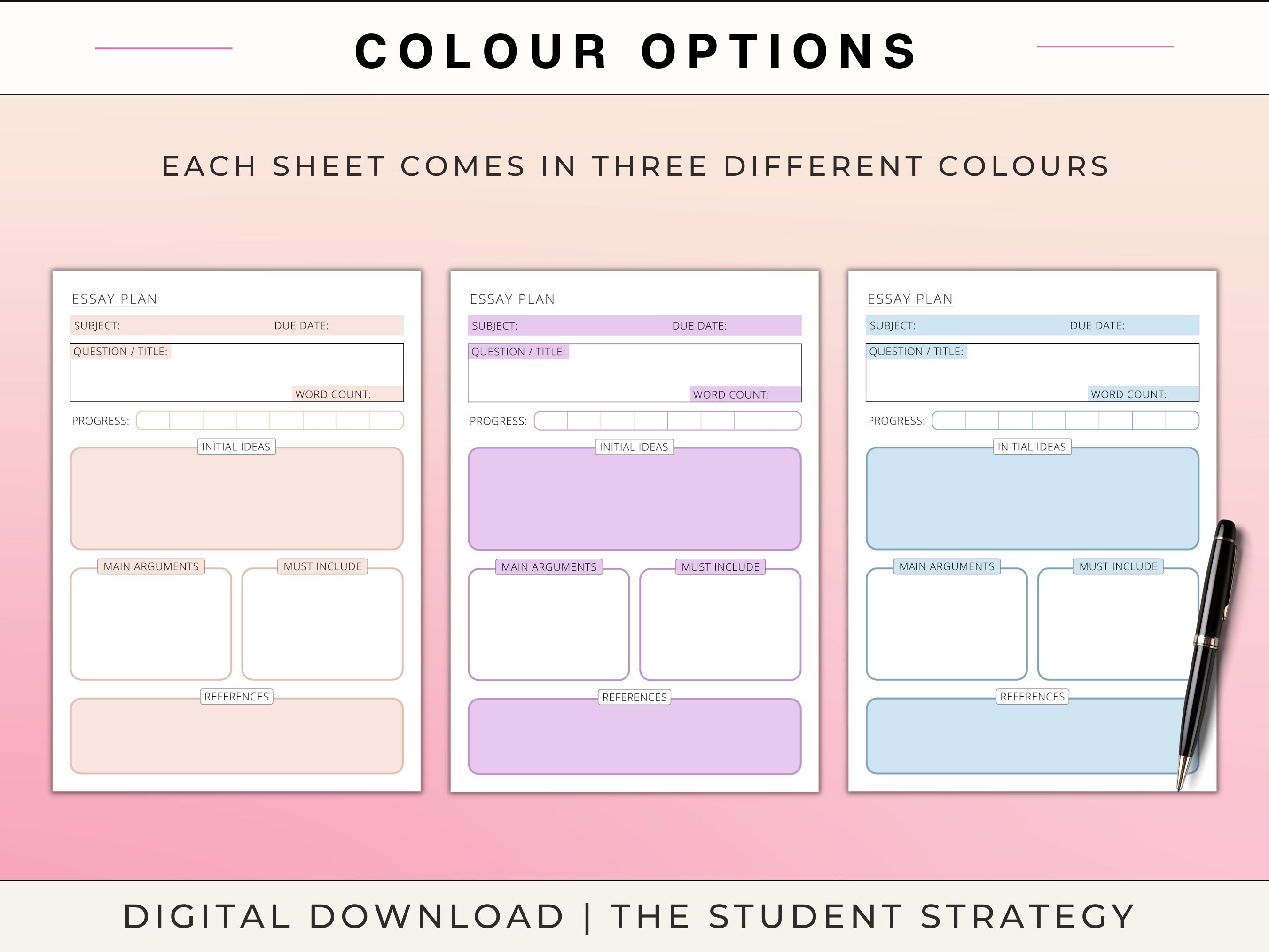 Simple Essay Planner & Checklist Printable Essay Writing Template for ...