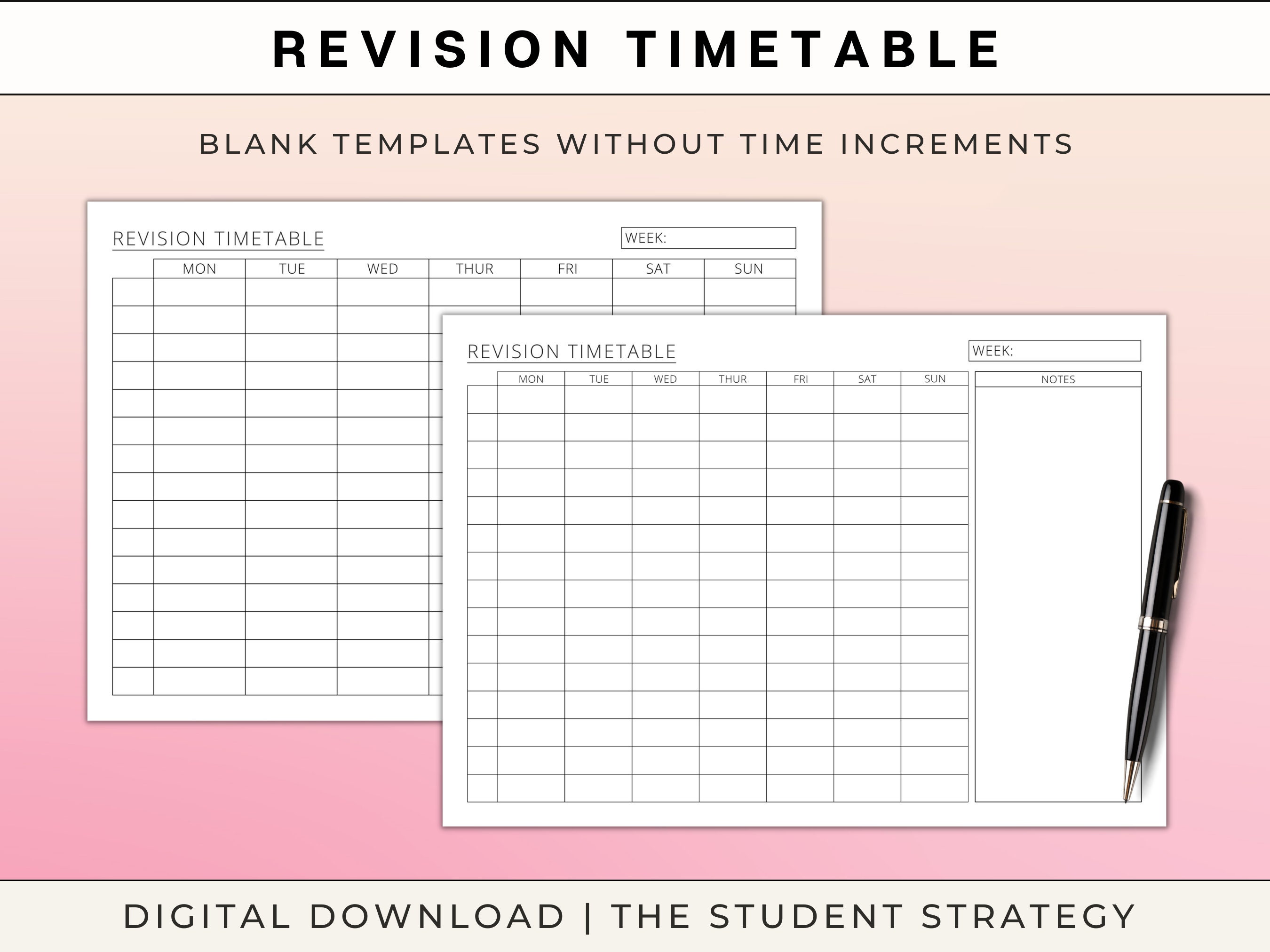 Revision Timetable | Study Schedule | Printable Timetable Template for ...