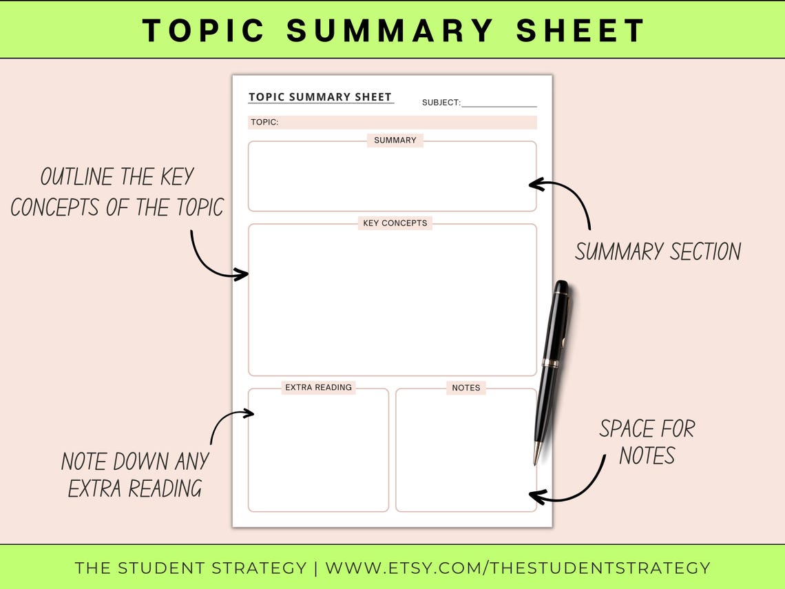 Summary Template Bundle for Students | Revision Sheets | Chapter ...