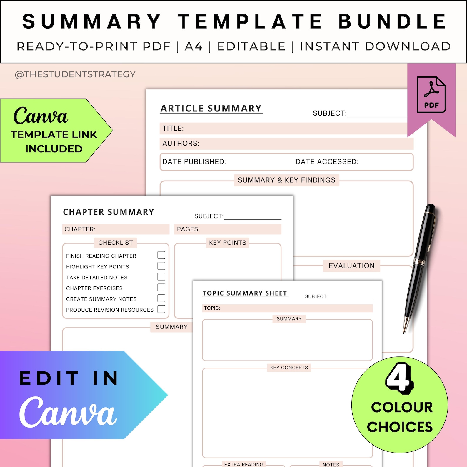 Summary Template Bundle for Students | Revision Sheets | Chapter ...