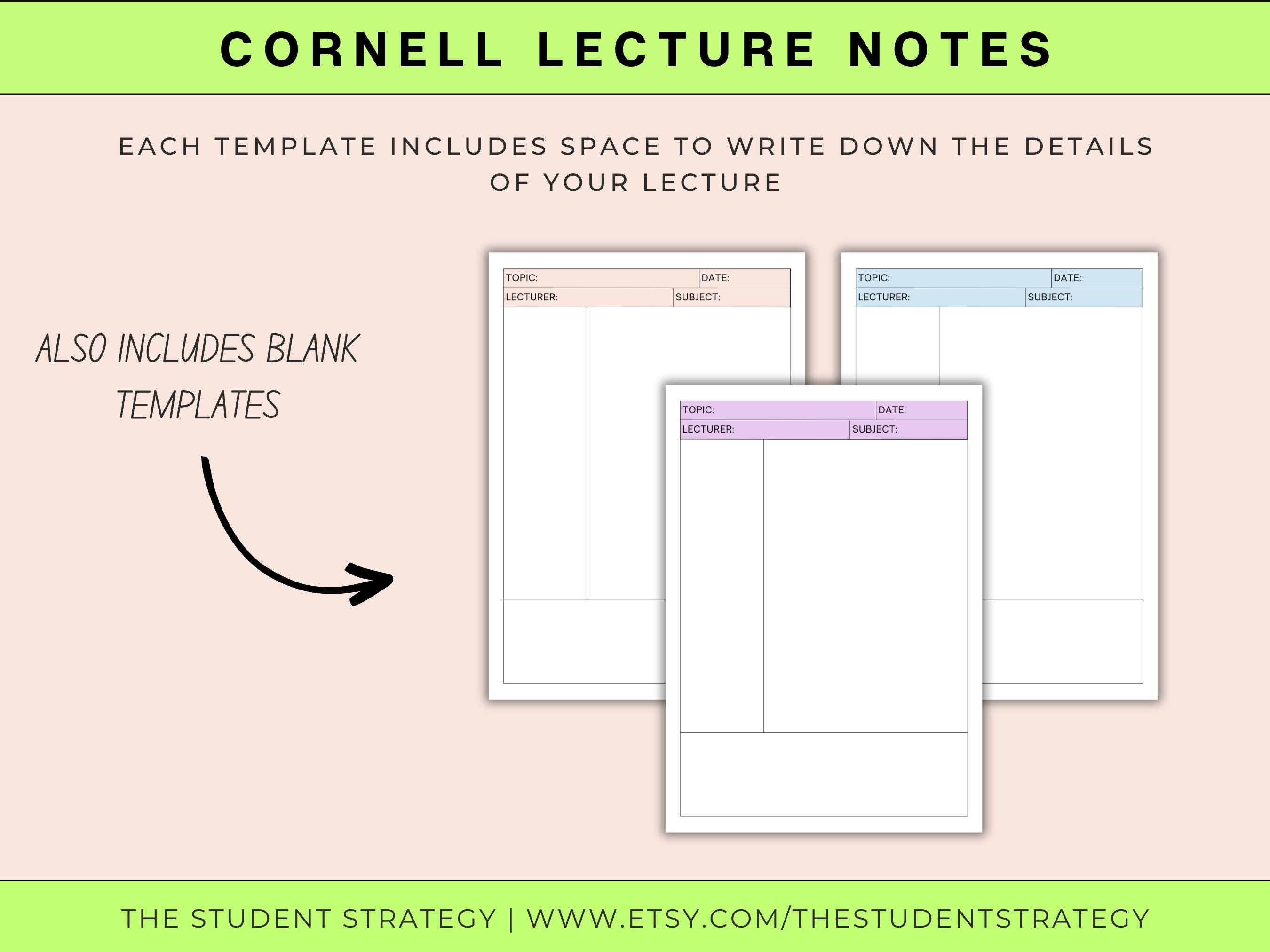 Cornell Notes Template | Lecture Notes | Cornell Method | Dot Grid ...
