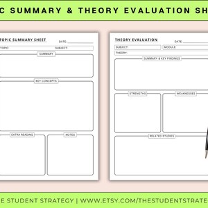 Revision Sheet Bundle | Revision Timetable & Checklist | Study Session Planner | Summary Template | Canva Editable | A4 Digital PDF image 5