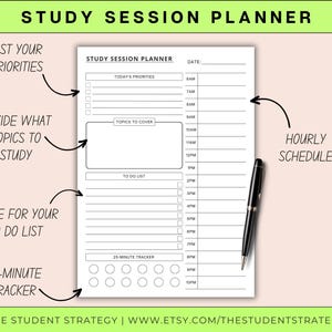 Revision Sheet Bundle | Revision Timetable & Checklist | Study Session Planner | Summary Template | Canva Editable | A4 Digital PDF image 4