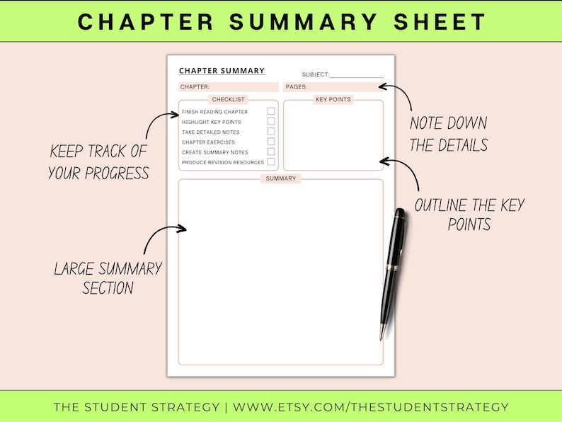 Summary Template Bundle for Students | Revision Sheets | Chapter ...