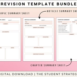 Revision Template Bundle Printable Revision Sheets for Students Exam ...