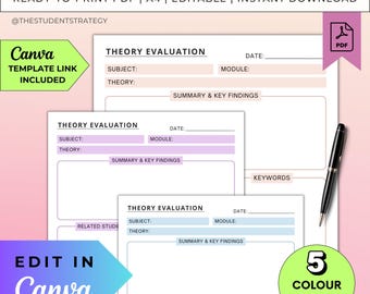 Einfaches Theoretisches Bewertung Bewertungsblatt | Druckbare Vorlage für die Revisionszusammenfassung | Prüfungsvorbereitung | Canva Bearbeitbar | A4 PDF | Digitaler Download
