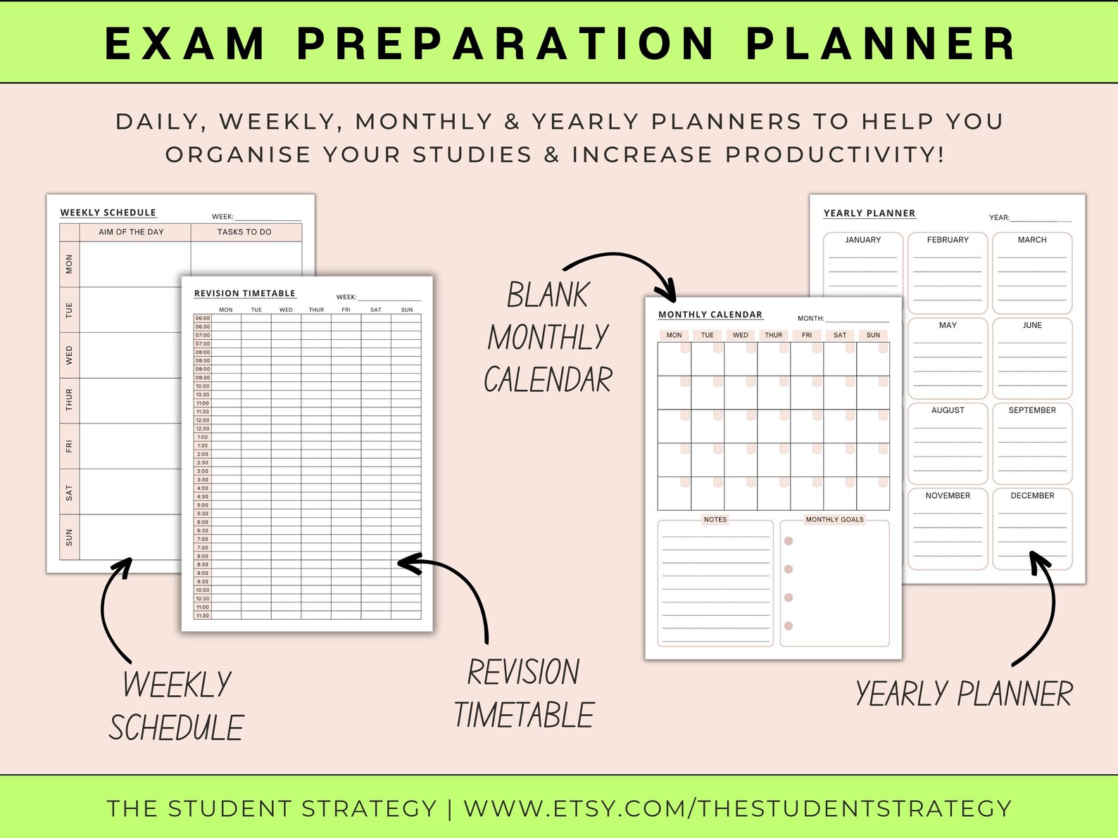 Student Exam Prep Planner | Printable Exam Study Template | College ...