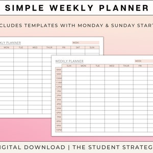 Simple Weekly Schedule Template | Weekly Planner Printable | Undated ...