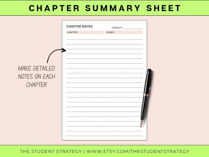Summary Notes Pdf Chapter Summary Sheet & Note-taking Template | Printable Revision Sheet ...