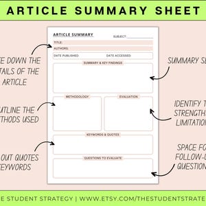 Summary Template Bundle for Students | Revision Sheets | Chapter ...