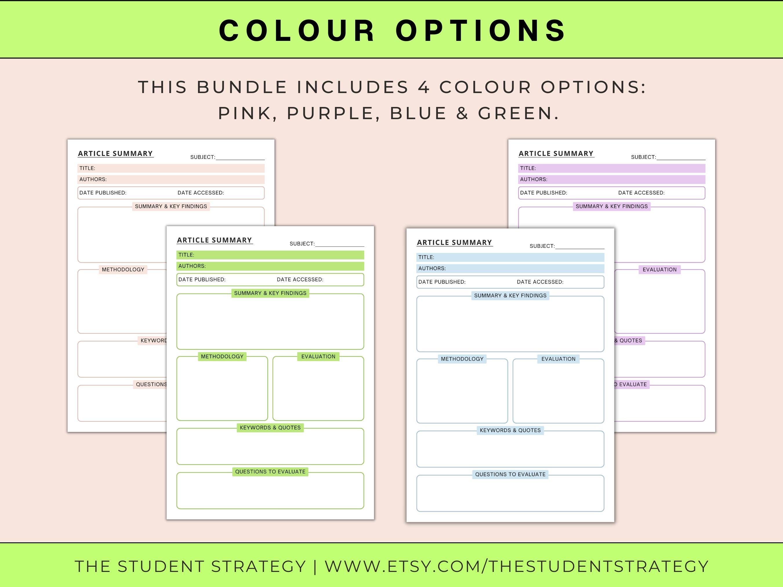 Summary Template Bundle for Students | Revision Sheets | Chapter ...