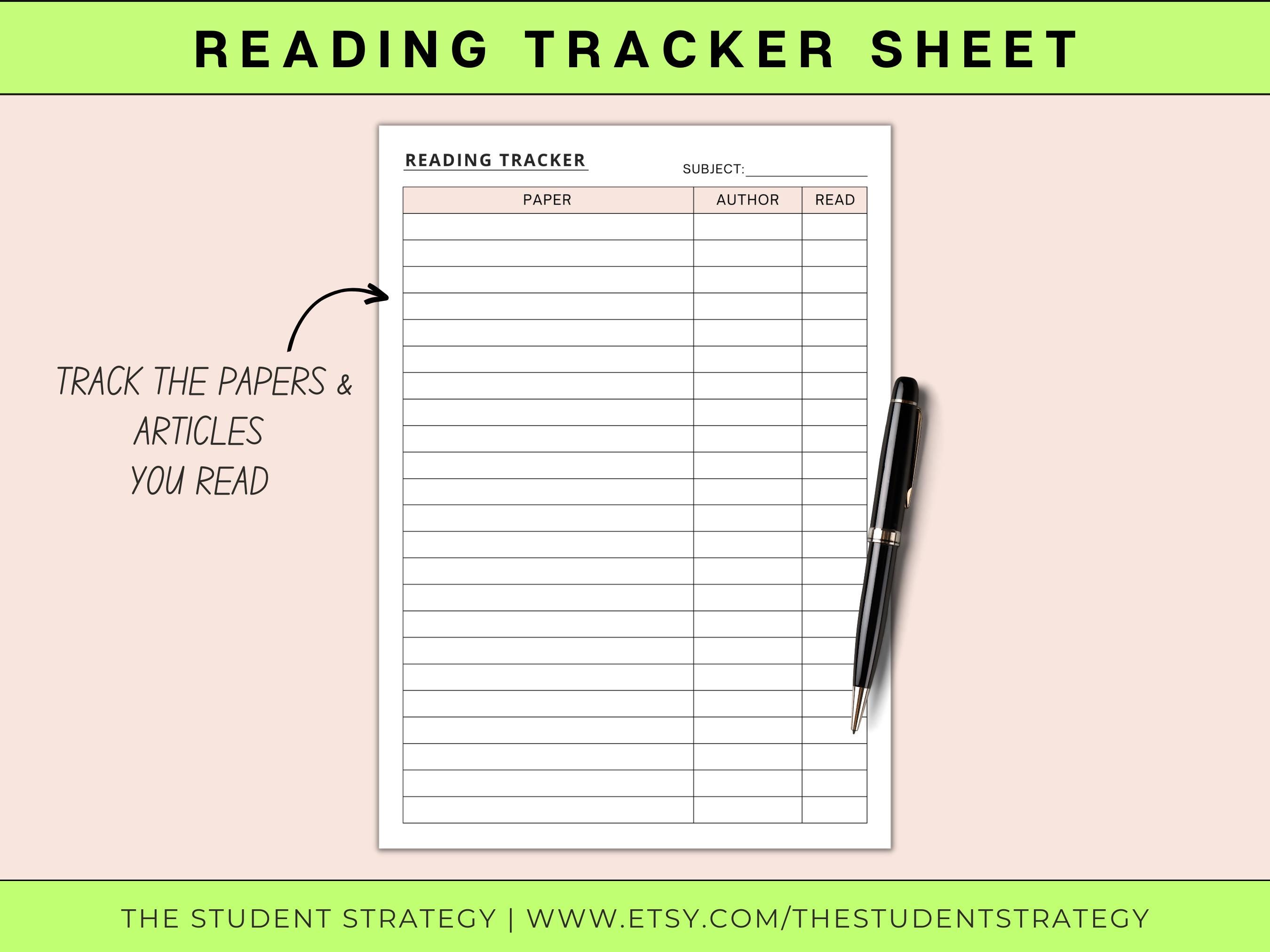 Article Summary & Reading Log Bundle | Printable Research Paper Summary ...
