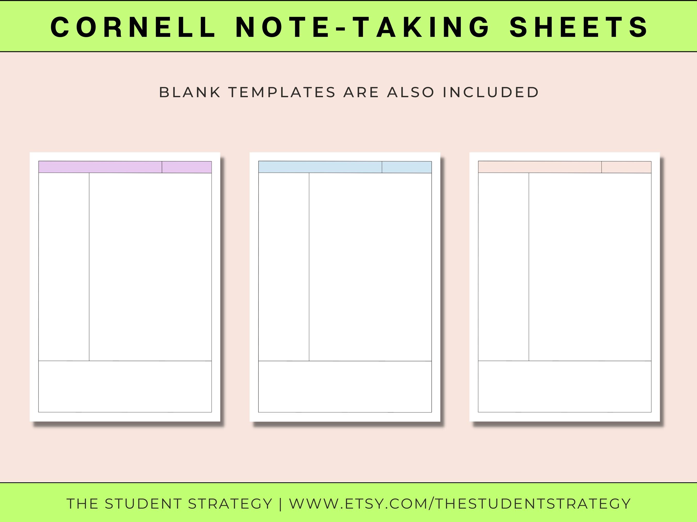 Cornell Method Student Note-taking Template | Printable Note Paper ...