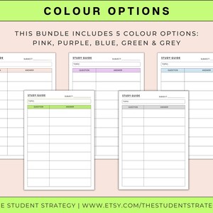 Simple Study Guide Revision Sheet | Printable Q+A Revision Template For Students | Exam Prep | Canva Editable | A4 PDF | Digital Download image 3