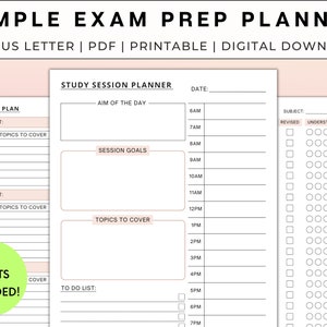 Simple Exam Prep Planner Printable Exam Study Template - Etsy