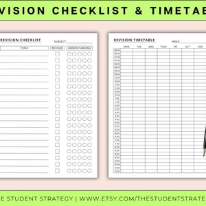 Revision Sheet Bundle | Revision Timetable & Checklist | Study Session Planner | Summary Template | Canva Editable | A4 Digital PDF image 3