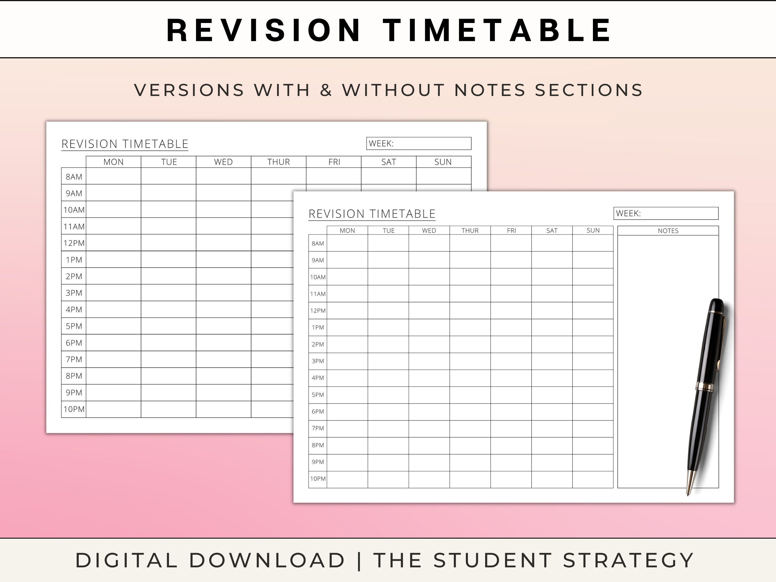 Revision Timetable | Study Schedule | Printable Timetable Template for ...