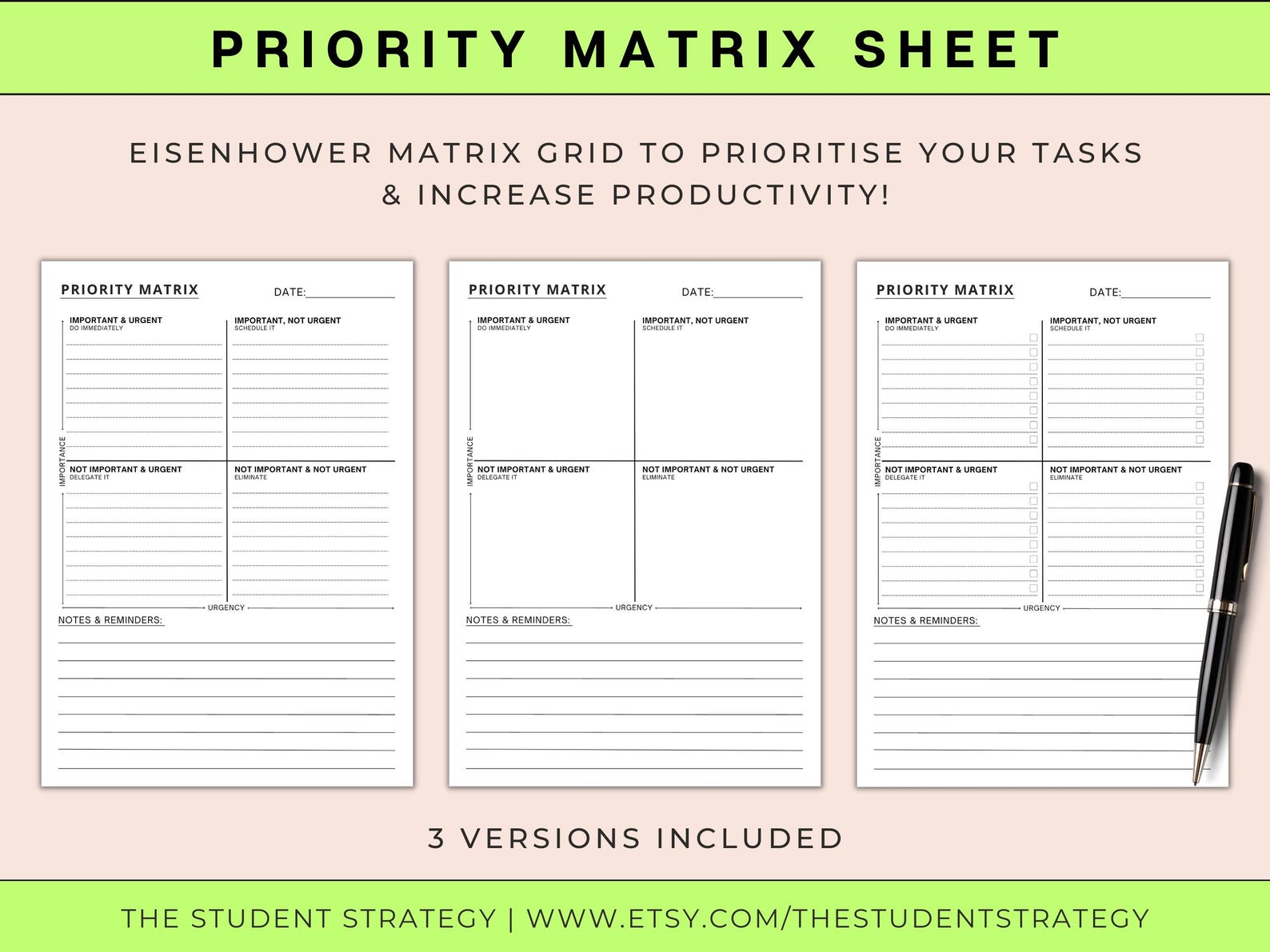 Eisenhower Matrix | Task Priority Matrix Template | Printable Priority ...
