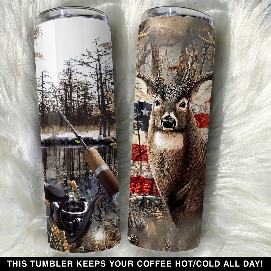Deer Hunting Fishing Hunt American Flag 20oz Skinny Tumbler - Etsy Canada
