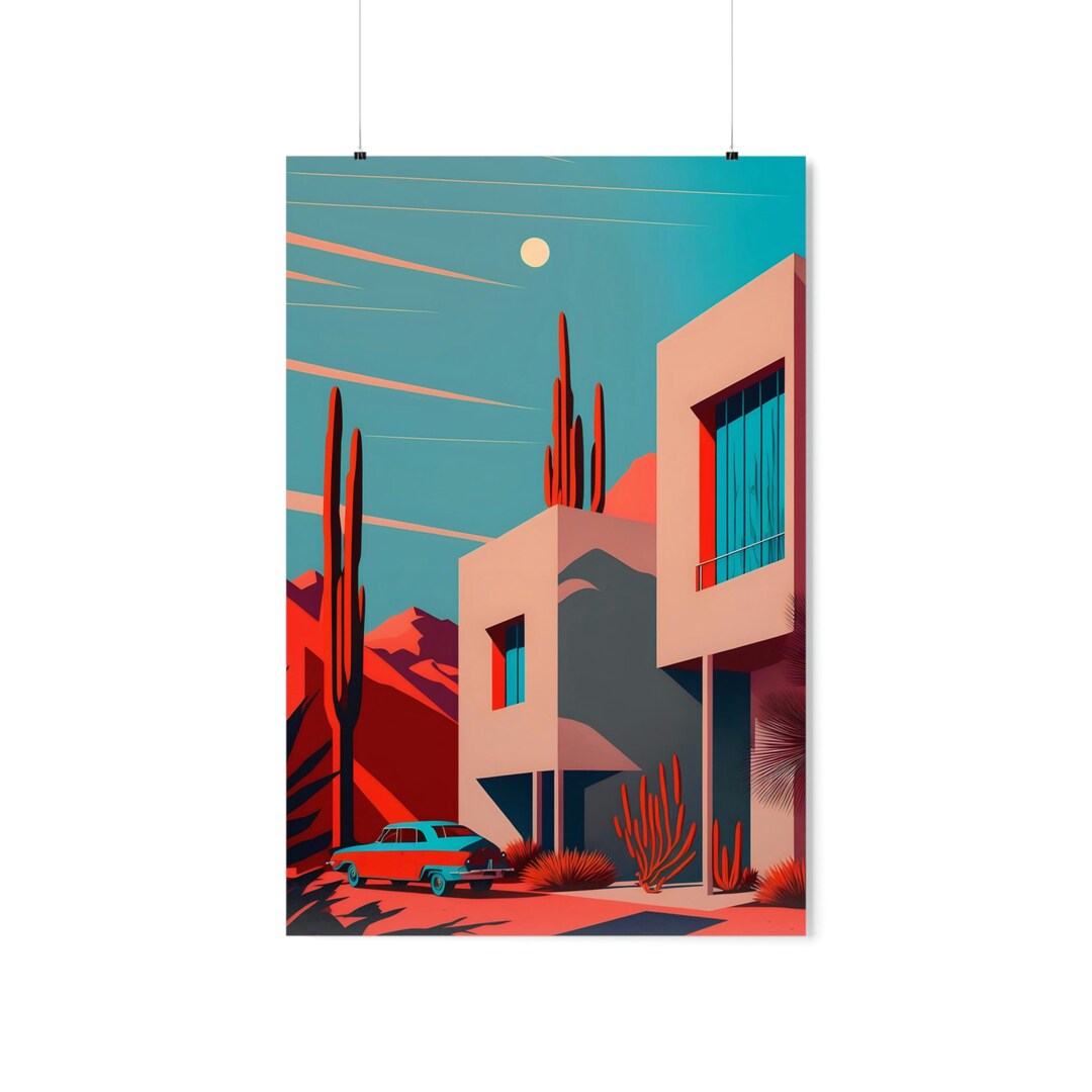 Mid Century Modern Desert Wall Art Framed Art Desert Etsy