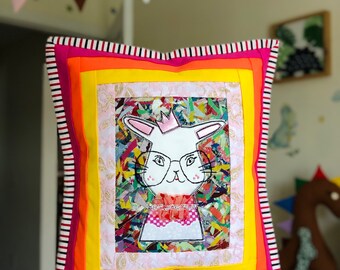 Hand Made Patch Work Pillow “Princess Bunny”