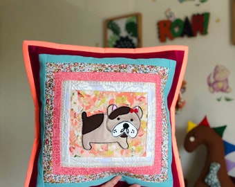 Hand Made Patch Work Pillow “Baby bulldog”