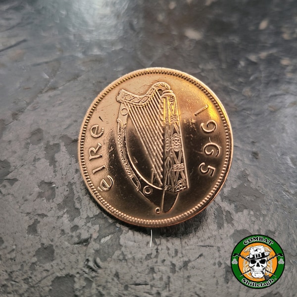 Irish Coin 1p Harp Hat Pin for Your Flat Cap or Scally Cap, Ireland Coin Pin, Shillelagh, Blackthorn Walking Stick, Irish Gift for Him