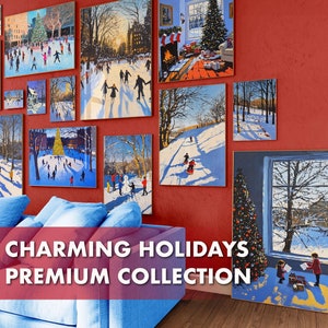 Winter & Christmas Digital Art Prints Bundle - Festive Holiday Wall Décor - Snowy Landscapes - Instant Download - Holiday Decor Paintings