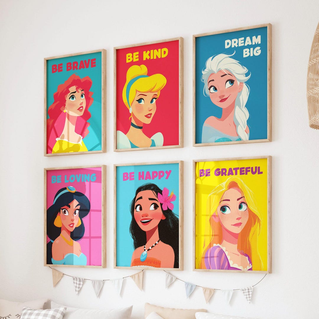 12 Princesses Wall Art Set - Girls Bedroom Prints - Affirmations for ...