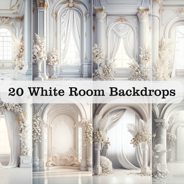 20 Digital White Room Backdrops - Maternity Backdrop Overlays - Studio Backgrounds - Portrait Photo Overlays for Photoshop