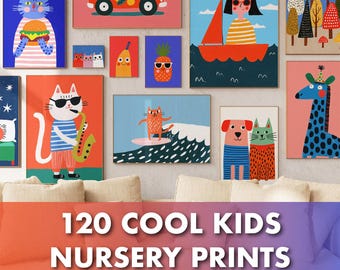 120 Cool Kids Nursery Wall Art Prints - Fun Animal & Playroom Posters - Baby Room Decor - Instant Digital Download - All Sizes Included