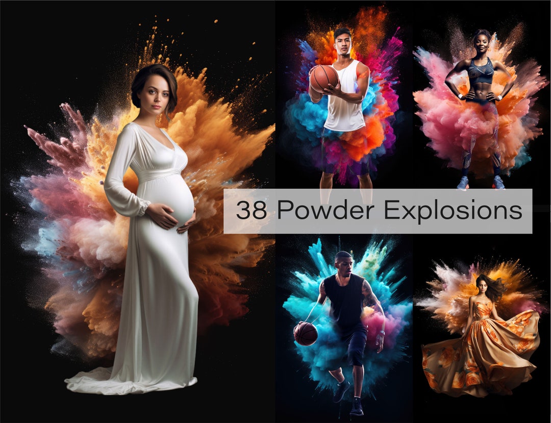 38 Colorful Powder Explosion Backdrop Overlays Digital Maternity ...