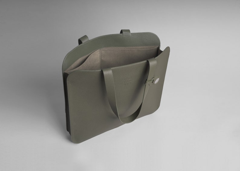 Handbag , Tote bag, laptop bag, laptop tote, shopper bag, leather bag , handmade tote, luxury tote, minimal design image 1