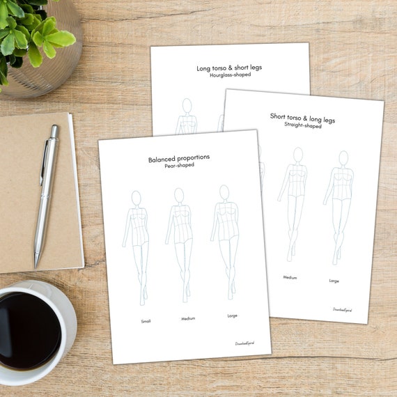 Fashion Drawings Template 8 Heads Printable Gift Variations Body  Proportions Shape Size Instant Download Long Legs Short Small Medium Large  - Etsy