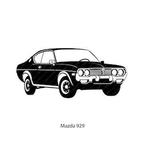 Mazda 929, Classic car poster, instant digital wall art print, british classic car,home ,oldtimer illustration retro car,vintage car, pdf.ai