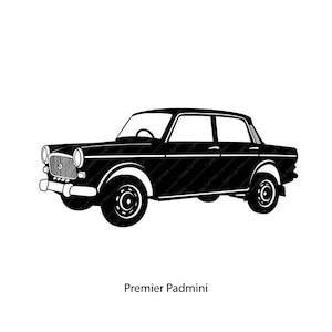 Premier Padmini,Classic car poster,instant digital wall art print,indian classic car,home ,oldtimer illustration retro car,vintage car