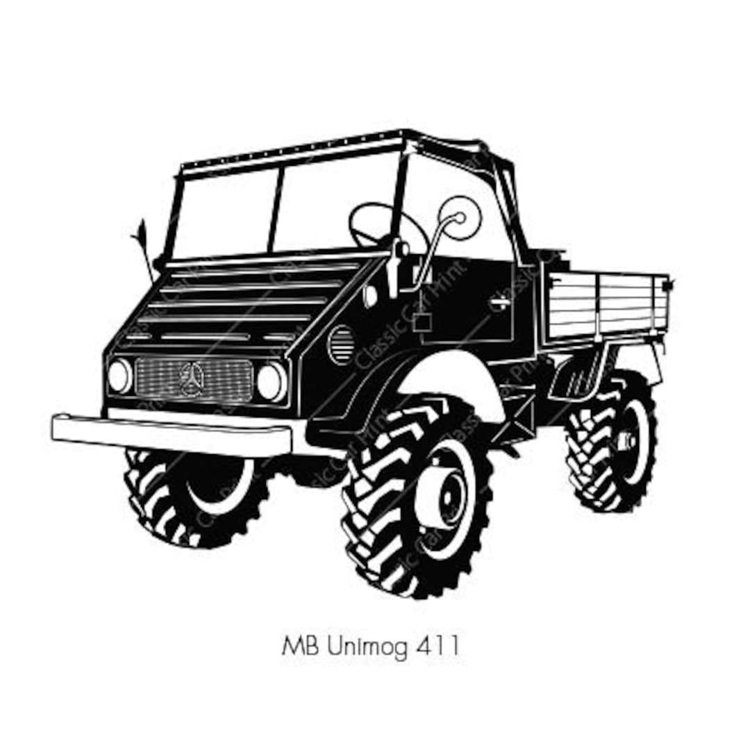 MB UNIMOG 411, Classic Car Poster, Instant Digital Wall Art Print, German Classic, Home Print Oldtimer Illustration Retro Car, 4x4 Classic - Etsy Japan