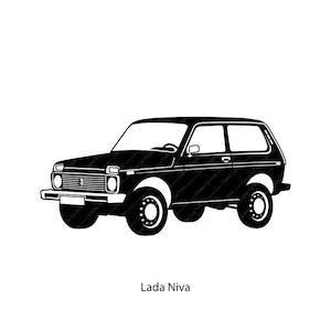 Lada Niva, Arte del cartel del coche clásico ruso, Ilustración Oldtimer retro vintage 4x4 coche, Descarga digital instantánea, homeprint, regalo de pared