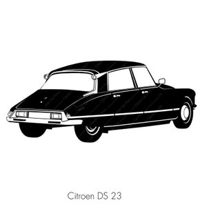 Citroen DS 23, French Classic Car, Vintage illustration, Voiture de France, PDF AI download Art, home print, poster, T-shirt, or mug