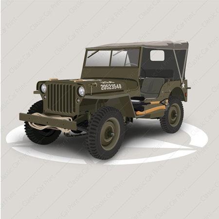 Willys Jeep MB, Classic Car Poster, Instant Download Wall Art