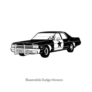 Dodge Monaco, Bluesmobile, Classic car poster, instant digital wall art print, American classic, car gift, oldtimer illustration, retro car