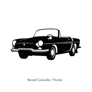 Renault Caravelle French Classic Car, instant digital download Art, oldtimer illustration retro car, for home print, poster, T-shirt, mug