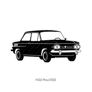 NSU Prinz, Oldtimer-Poster, sofortiger digitaler Wandkunstdruck, deutscher Oldtimer, Home-Print, Oldtimer-Illustration Retro-Auto, Oldtimer
