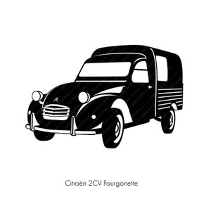 Citroen 2CV Fourgonette, French Classic car, instant digital download Art, home print poster, oldtimer illustration retro car for T-shirt or